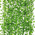 CQURE 12Pcs 84Ft Artificial Ivy Garland,Ivy Garland Fake Vines UV Resistant Green Leaves Fake Plants Hanging Vines for Wedding Party Garden Wall Room Decor