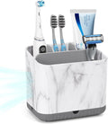 Toothbrush Holder Caddy Marble-Look Electric Toothbrush Holder with Drip Tray, Non-Slip 4 Slots Toothbrush Storage for Bathroom Toothpaste and Tooth Brush Tidy