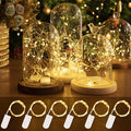 HXWEIYE 6 Pack Fairy Lights Battery Operated Warm White,7ft 20LED Fairy String Lights Silver Wire Mason Jar Lights, Waterproof Firefly Starry Lights for Bedroom Indoor Outdoor[Energy Class G]
