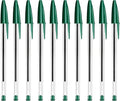 Pack Of 10 Green Biro Ballpoint Pens - Medium Tip