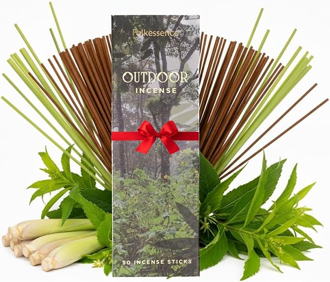 Folkulture Citronella Incense Sticks | Pack of 50 Long 12” Citronella & Lemongrass Incense Sticks | Slow Burn, Non Toxic, Organic for Patios, Gardens & Outdoor Gatherings for Women