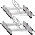 Trouser Hanger, 20Pack Pant Hangers Space Saving Skirt Hangers with Clips Adjustable Non-Slip Coat Suit Heavy Duty Chrome Clothes Hook