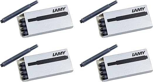 LAMY T10 Set of 4 Ink cartridges with Large Ink Capacity - Suitable for All Lamy Fountain Pen Models - Contents 1.25 ml per Cartridge - 5 Pieces per Pack - Ink Color Black