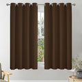 Blackout Curtains 54 Inch Drop, Eyelet Thermal Insulated Short Curtain for Bedroom, Soft Small Living Room Window Curtains & Drapes, W46 x L54 Inch, Brown, 2 Panels