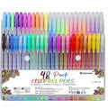 48 Pcs Coloring Gel Pens, Including 12 Glitter, 12 Metallic, 12 Neon, 12 Water Chalk, Color Pen for Coloring Books,Drawing