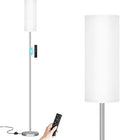 Aooshine Floor Lamps, 64" Modern Standing Lamp for Living Room with White Shade and Silver Pole(9W Bulb Included)[Energy Class F]