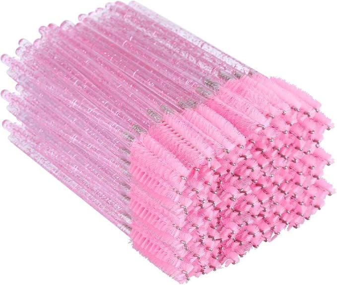 G2PLUS 300 PCS Pink Eyelash Brushes Spoolies: Disposable Mascara Wands Applicator for Eyelash Extensions