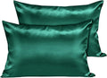 Moonlight Bedding Emerald Cooling Satin Pillow Cases 2 Pack – Soft & Smooth Feels Like Silk Pillowcases for Hair and Skin Care with Envelope Closure