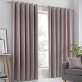 Fusion Strata Woven Eyelet Lined Curtains, Blush, 46 x 54 Inch