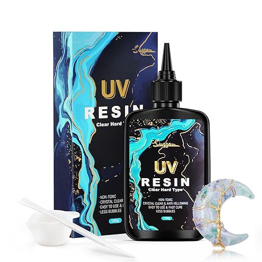 UV Resin 100g, Upgraded UV Resin Kit Crystal Clear UV Resin Hard, UV Cure Resin Ultraviolet Epoxy Resin Hard for Jewelry Making, DIY Crafts - Low Odor