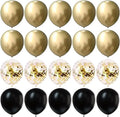 20pcs 12 Inches Gold and Black Balloons Set, 10 x Metallic Balloons, 5 Confetti for Wedding Anniversary Baby Shower Birthday Party