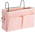 Home Multifunctional Bedside Hanging Bag College Dormitory Bedside Cloth Hanging Basket Bed Clutter Sorting Storage Bag Magazine Book Storage Bag (Pink)