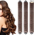 3 Pcs Heatless Curlers Headband Hair Styling Set - No Heat Blowout Rods for Long Short Wavy Hair DIY Styling (Brown)