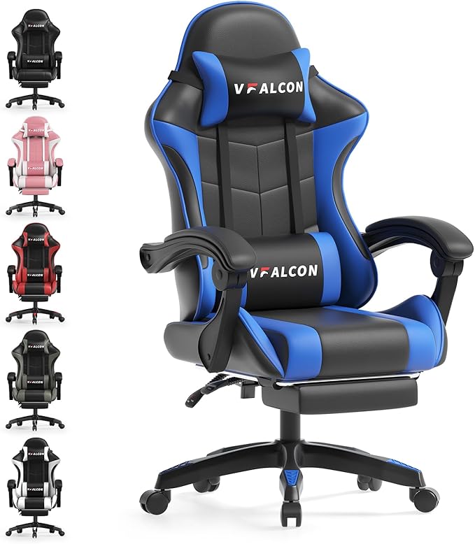 XTREME Gaming Chair – Ergonomic Reclining Chair with Footrest, 360° Swivel, Height Adjustable (Blue)