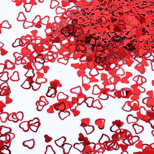 Red Heart Shape Table Confetti, 30g Metallic Foil Shiny Glitter Sequins for Birthday, Wedding, Christmas, Engagement, Valentine's, Bridal Shower Decorations