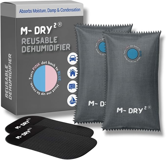 M-Dry 2 Car Dehumidifier Bag- Reusable Moisture Absorber | Sleek Grey Design | Prevents Damp, Condensation, Mould & Odour | Eco- Friendly | Leakproof | Home, Kitchen, Cupboard & Interior.