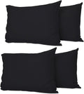 Pillow Cases 4 Pack Black, Soft & Breathable 100% Brushed Microfiber Pillowcase. Anti-Allergic & Machine Washable with Secure Envelope Closure, Multicolor, UK Size 50 × 75 cm