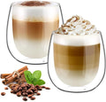 glastal 2x250ml Double Walled Coffee Glasses Mugs Cappuccino Latte Macchiato Glasses Cups for Coffee Tea Milk Juice Ice Cream Borosilicate Heat Resistant Glass Cups