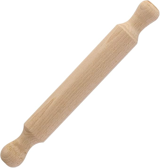 Wooden Rolling Pin for Baking (40 X 4 CM) with Profiled Palm Supporting Edges - Wood Dough for Fondant, Pie Crust, Cookie, Pastry, Dough - Professional Standard Rolling Pins