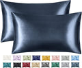 Imperial Rooms Satin Pillowcase 2 Pack – Satin Silk Pillowcases for Hair and Skin, Gifts for Women – Indigo Pillow cases with Envelope Closure (50x75 cm)