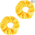 2 Pcs Velvet Scrunchies,Scrunchie for Women Soft Jersey Fabric Hair Scrunchie for Girls Bobble Elastic Hair Band Scrunchies Elastic Spring Ponytail Holder Bobbles Accessories,for Women Girls(Yellow)