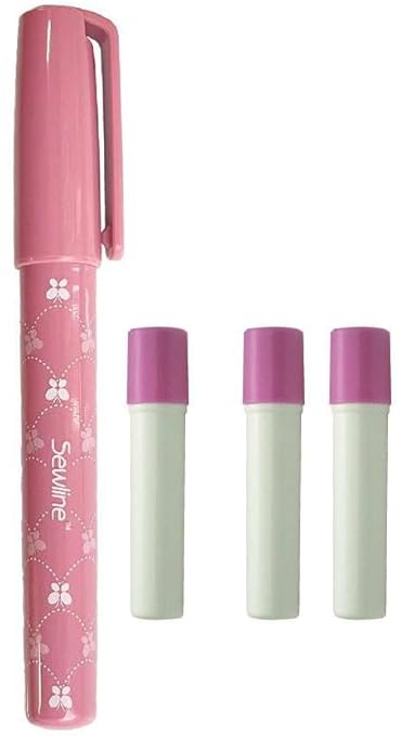 Sewline Fabric Glue Pen & Refill Bundle, EPP, No Pins, Dries Clear, Sewing & Paper Piecing, 3 Blue Refill's