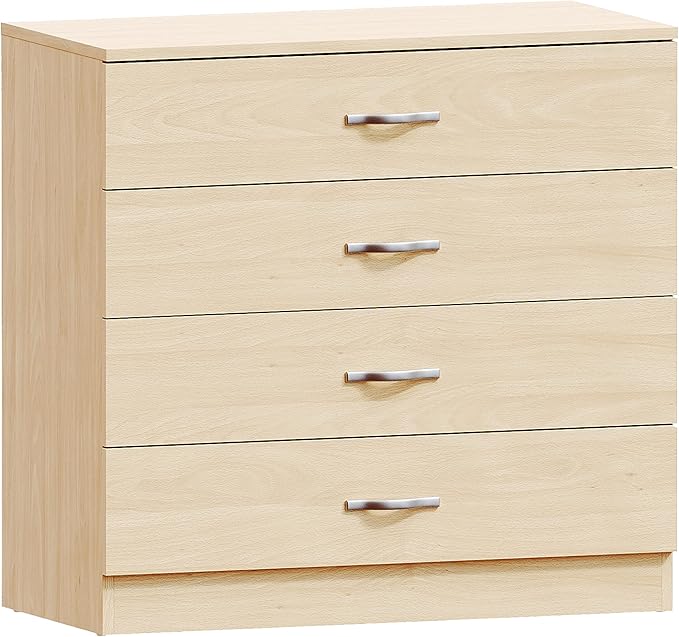 Vida Designs Riano 4 Drawer Chest of Drawers, Metal Handles and Runners, Anti-Bowing Drawer Support, Bedroom, Nursery Furniture, Pine