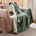 GOTCOZY Heated Blanket Electric Throw 130x160cm -Soft Silky Plush Heated Blanket with 6 Heat Settings & 10 Hours Auto-Off Timer For Home Office Use Machine Washable(Green)