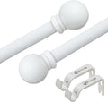 Curtain Poles, Single Curtain Rods for Windows 76-152 cm, 1.6 cm Decorative Curtain Poles Set, Matte White Splicing Metal Curtain Poles with Brackets