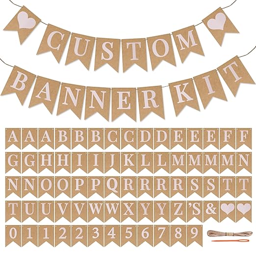 Pecehom 72Pcs Custom Banner Kit,Reusable Personalised Banner for Mr and Mrs Sign,Birthday,Wedding,Engagement Party, Bride to Be,Baby Showers,Just Married And Christmas Decorations,Photo Prop