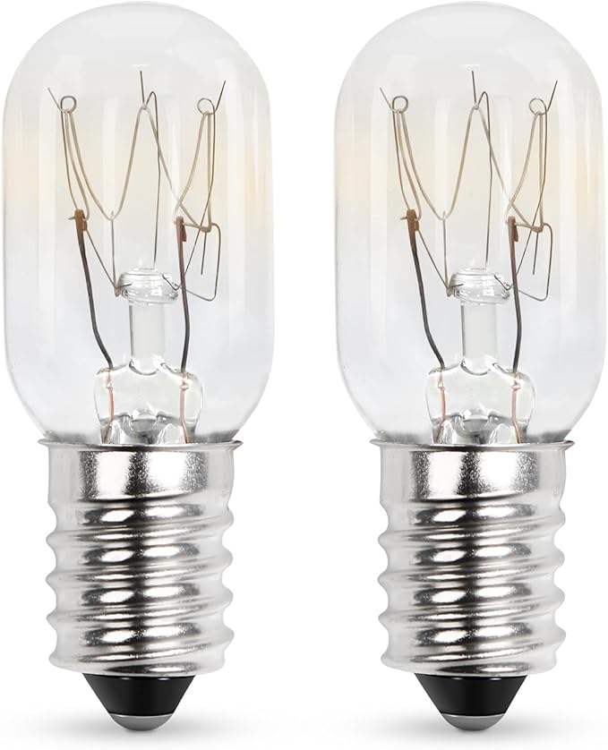 15W E14 Screw Salt Lamp Bulbs 230V, T20 Fridge Light Bulbs 2700K Warm White SES Machine Bulbs, Pygmy Bulb 15W Mini Wax Warmer Light Bulb Dimmable - 2Pack