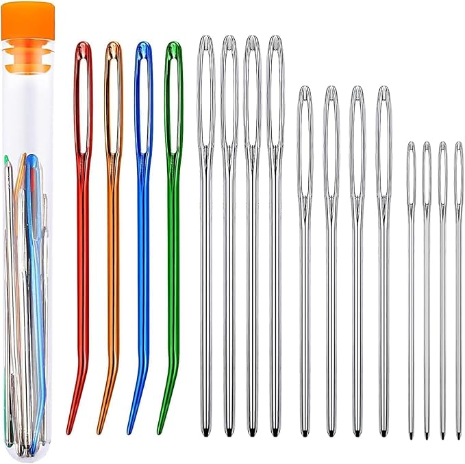 16 PCS Large Eye Blunt Darning Needles for Wool, Crochet, Tapestry & Sewing DIY Crafts (White, Large Eye Blunt Darning Needles) (Large Eye Blunt Darning Needles) (White)