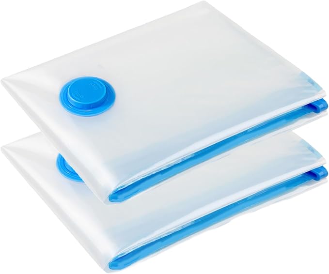 Vacuum Storage Bags - 2 Pack 100X130CM Extra Large Strong Space Saver Compression Bags - Reusable Vacuum Pack Bags Double Zip Seal Travel Vacuum Storage Bags for Clothes Duvets Quilts Bedding Pillows