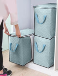 3-Pack Heavy-Duty Storage Bags with Zipper | Waterproof Moving & Travel Storage Organizers | Foldable Reinforced Handles for Clothes, Bedding,Blankets | Space-Saving,Vertical Style,Light Blue