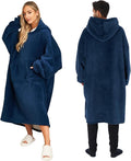 Sienna Extra Long Oversized Blanket Hoodie, Ultra Soft Wearable Throw with Pockets Sleeves Soft Sherpa Fleece Hooded Blanket Giant Sweatshirt