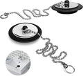 2 Pcs Universal Sink Plug, Black Rubber, 43mm, 23mm, Kitchen & Bathroom Sink Plug Replacement, 40cm Stainless Steel Chain (2 Pack)