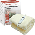 Schallen 120x160cm Soft Heated Warm Throw Over Blanket with Timer and 10 Heat Settings (cream)
