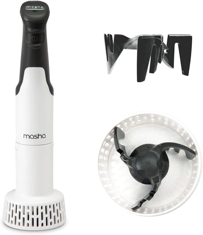 Masha Official Electric Potato Masher Hand Blender 3-in-1 Multi Tool Blends Purees Whisks - Immersion Mixer - Vegetables & Potatoes - Soup Maker