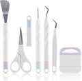 6 PCS Vinyl Weeding Tools Set, Spatula/Scissors with Cap/Piercing Tool/Weeder/Tweezers/Scraper Basic Weeding Tool Kit Stainless Steel Plotter Accessor