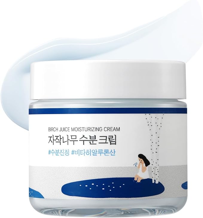 ROUND LAB Birch Juice Moisturizing Cream (80 ml), 48-Hour Deep Hydrating Face Moisturizer & Vita Hyaluronic Acid for Acne-Prone Skin, Reduces Sebum, Oil, Blackheads, Korean Skin Care