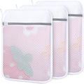 3 PCS Durable Honeycomb Mesh Laundry Bags for Delicates with Zipper, Reusable Laundry Bags for Washing Machine Washing Bags for Laundry Wash Bags for Clothes, Socks, Underwear, Bra (12inx16in)