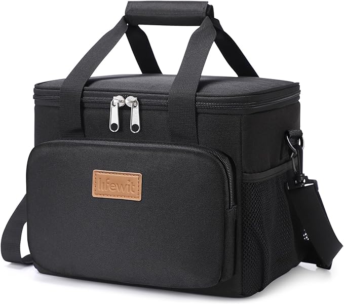Lifewit Lunch Bag 9L 12 Can Insulated Lunch Box Soft Cooler Cooling Tote for Adult Men Women, Black