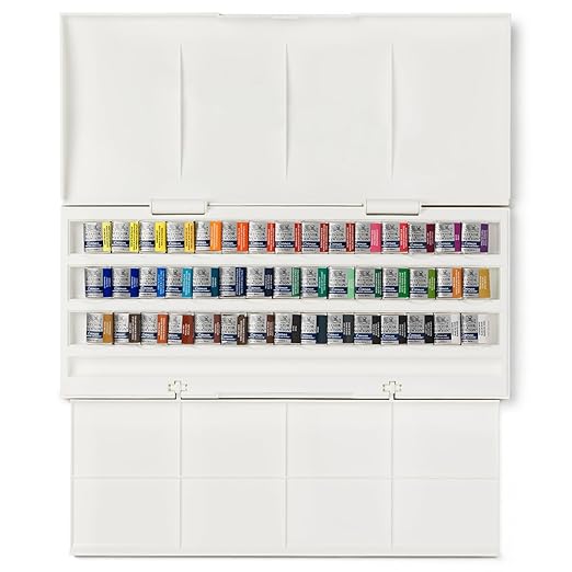 Winsor & Newton, Cotman Watercolour, 'Studio Set', 45 x Half Pans + 1 x Cotman Watercolour Round Brush