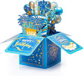 Sweet 3D Happy Birthday Pop Up Card with Envelopes Unique Handmade Foldable Celebration Cards Birthday Gifts for Daughter Son Mom Dad Friend Blue