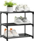 Shoe Rack, Stackable Small Shoe Racks 3 Tier, Footware Storage, Slim Shoe Rack Storage Organizer, Black Shoe Stand for Hallway, Bedroom,Quick Assembly