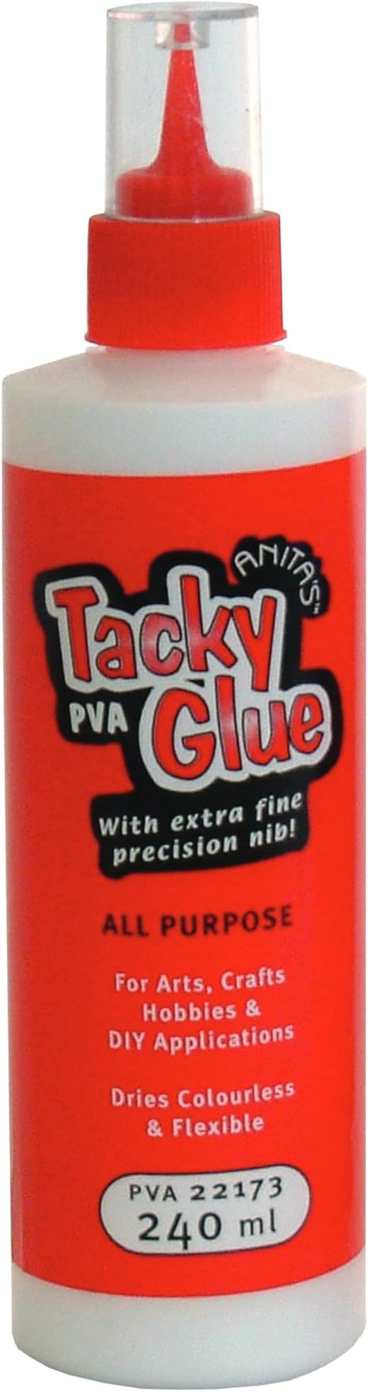 Anita's Tacky Poly Vinyl, PVA Craft Glue, 120ml, Ideal For Paper Crafting, All-Purpose Adhesive With Strong Tack, For Wood, Paper, Card, Leather, Foam, Fabric, Dries Clear