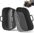 Silicone Air Fryer Liners 2 Pack for Ninja Foodi Dual AF300UK AF400UK/KCP, AF451UK, Tower, Keplin, COSORI, Russell Hobbsand, Instant for 7.6L 8L 9.5L Baskets, Reusable Airfryer Accessories