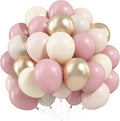 Dusty Pink Beige Balloons, 60 Pcs 12 Inch Pink Sand White Balloons, Metallic Gold Nude Cream Balloon for Girls Women Birthday Pastel Bridal Shower Boho Wedding Baby Shower Engagement Party Decoration