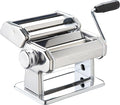KitchenCraft World of Flavours Pasta Maker, Manual Pasta Machine with 9 Adjustable Thickness, Italian Deluxe Double Cutter, Stainless Steel