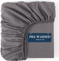 Fitted Sheet Double, Grey - Pre-Washed, Deep Pocket 14 inch (35 cm) - Easy Care - Soft Brushed Microfibre Fabric - Shrinkage and Fade Resistant - Bottom Sheet